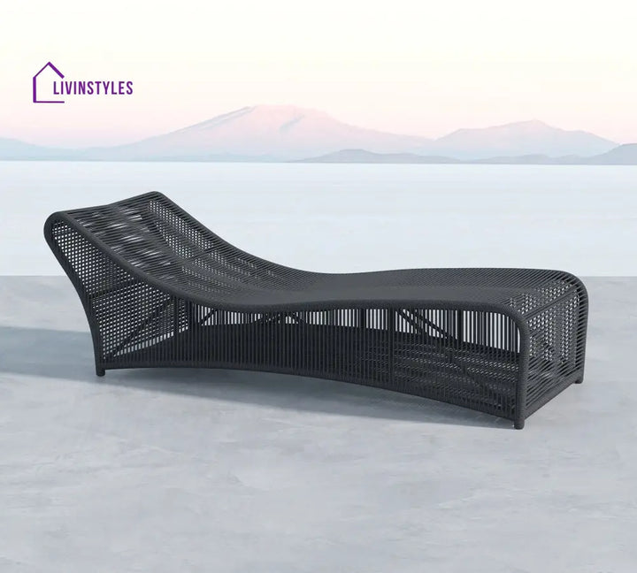Arcuri Outdoor Swimming Poolside Lounger Braided & Rope - Charcoal - Loungers