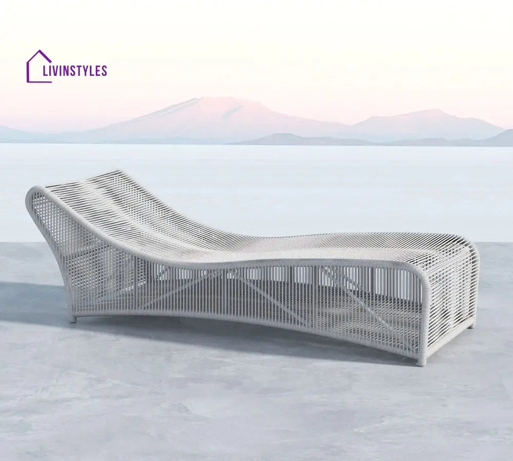 Arcuri Outdoor Swimming Poolside Lounger Braided & Rope - Silver - Loungers