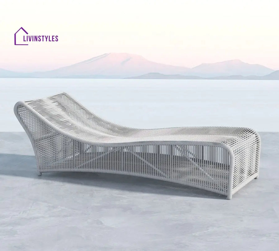 Arcuri Outdoor Swimming Poolside Lounger Braided & Rope - Silver - Loungers