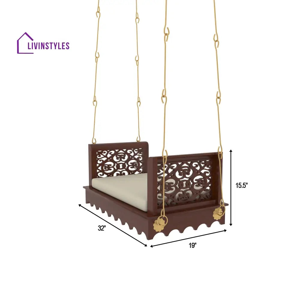 Aria Dark Irish Brown Polished Wooden Handmade Carved Swing Swing