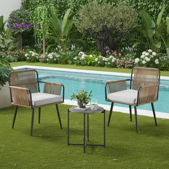 Aria Lamia 3-Piece Rope Patio Set - Perfect for Outdoor Entertaining - Patio Set