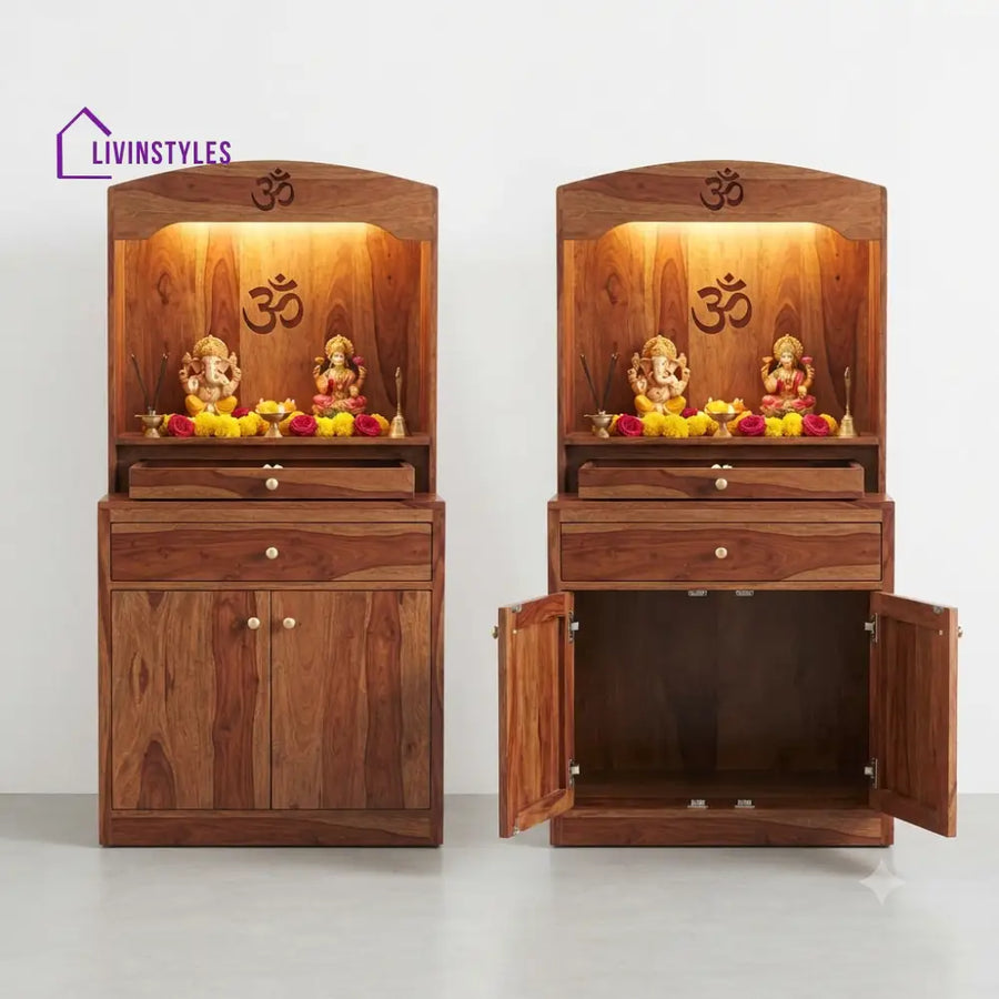 Aria Premium Solid Wood Home Temple | Pooja Mandir for Home