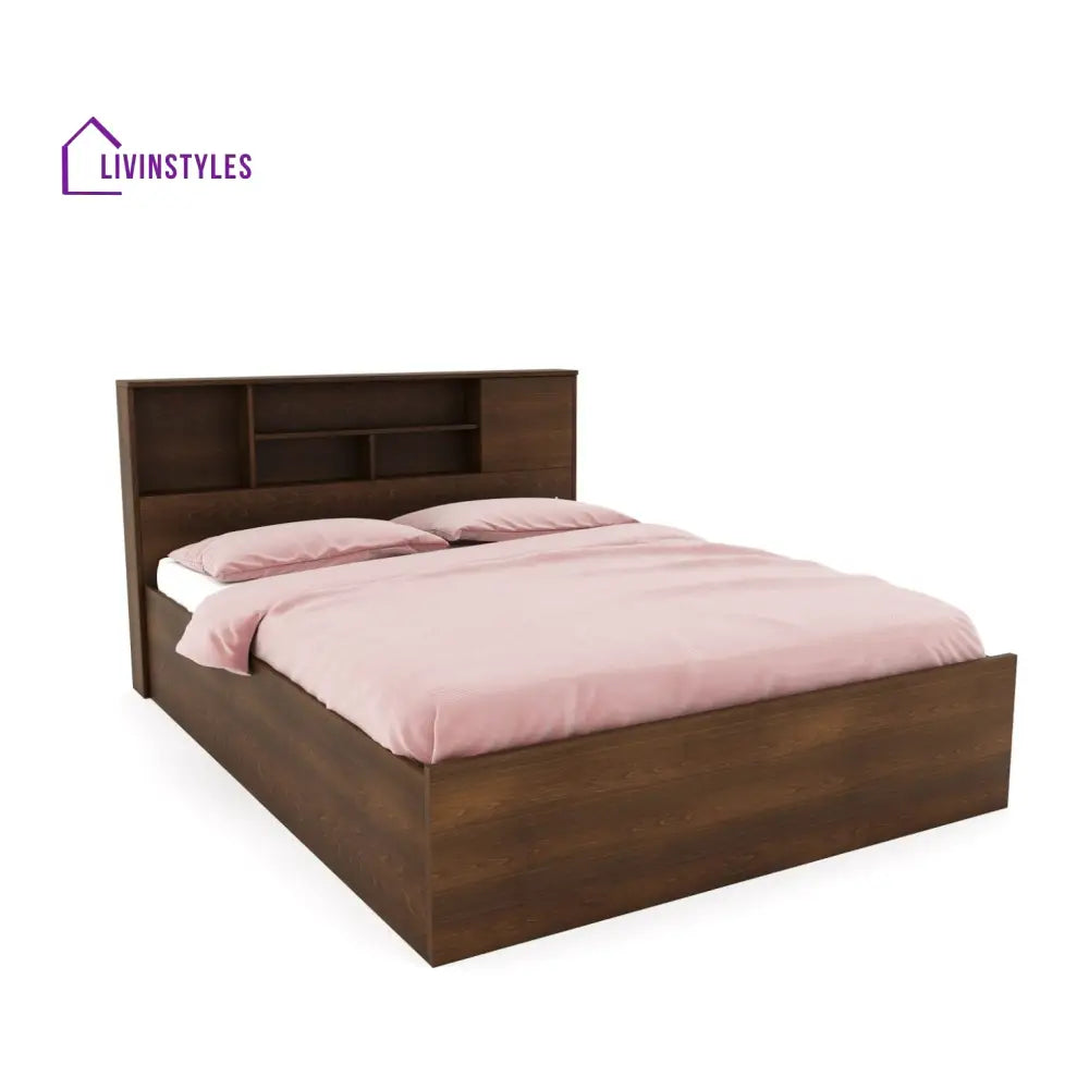 Boris Queen Bed With Storage (Walnut) Home Furniture