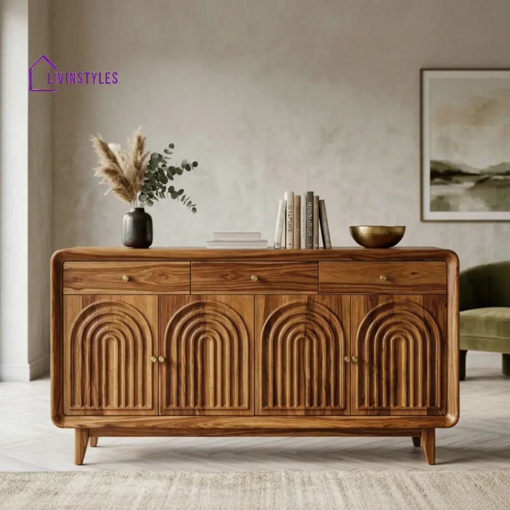 Aria Sheesham Wood Cabinet and Sideboard (Honey Finish)