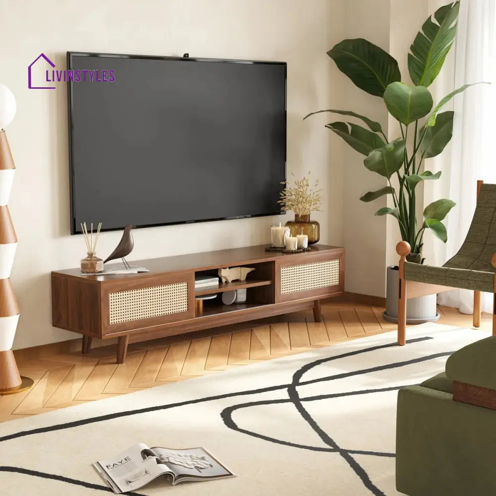 Aria Wooden Finish Tv Unit Stand for Living Room