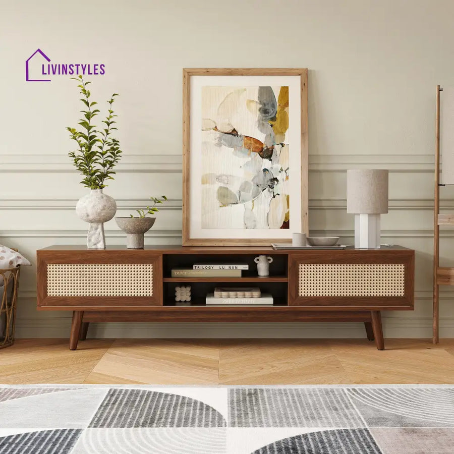 Aria Wooden Finish Tv Unit Stand for Living Room