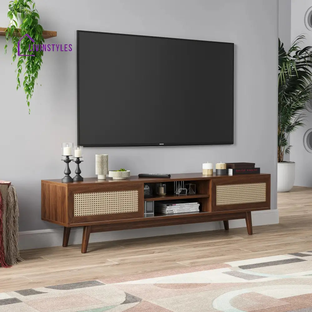 Aria Wooden Finish Tv Unit Stand for Living Room