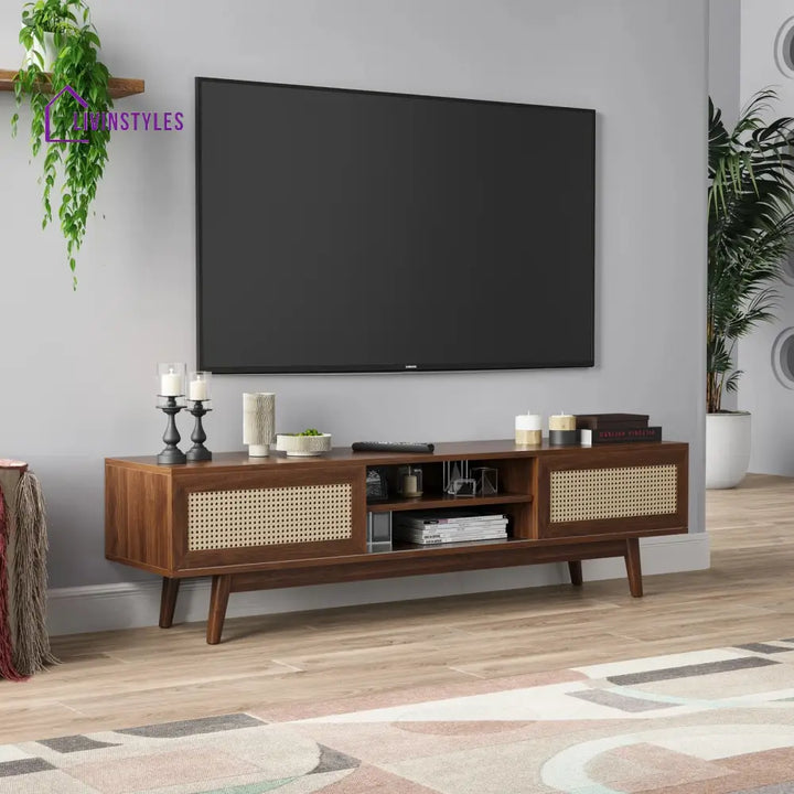Aria Wooden Finish Tv Unit Stand for Living Room