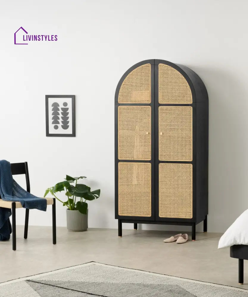 Ariadna Rattan Solid Wood Wardrobe Wardrobe