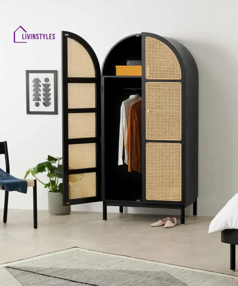 Ariadna Rattan Solid Wood Wardrobe Wardrobe