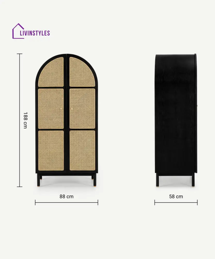 Ariadna Rattan Solid Wood Wardrobe Wardrobe