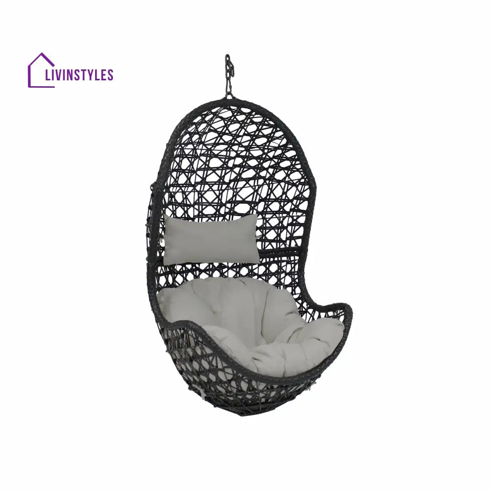 Ariadna Single Seater Hanging Swing Without Stand For Balcony Garden Swing (Black) - Swings