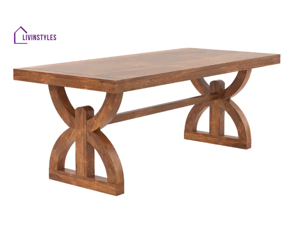 Nexlan Wooden Dining Table for 6, Clay Brown Finish.