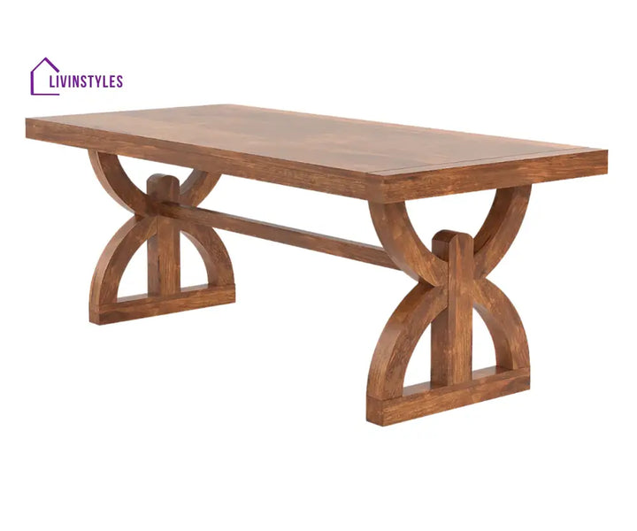 Nexlan Wooden Dining Table for 6, Natural Finish.