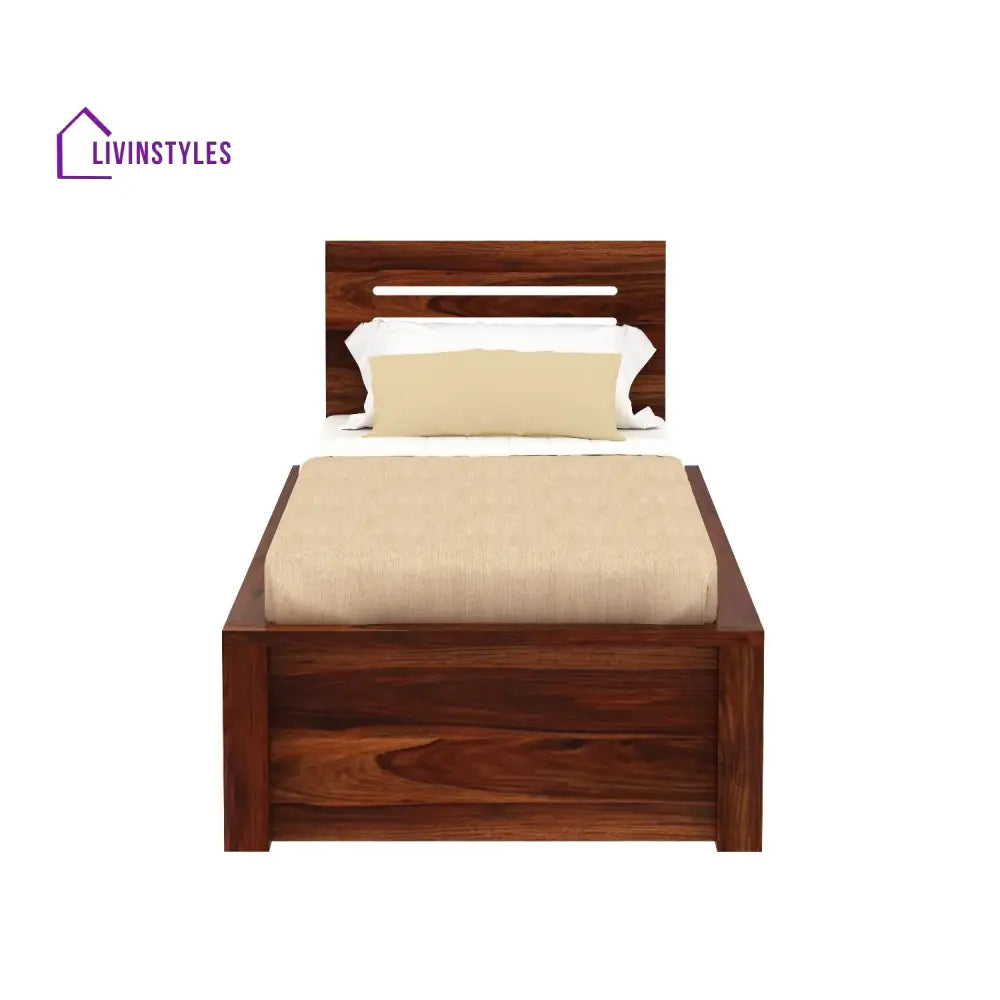 Ariana Solid Sheesham Wood Single Bed With Two Drawers (Natural Finish) Bed
