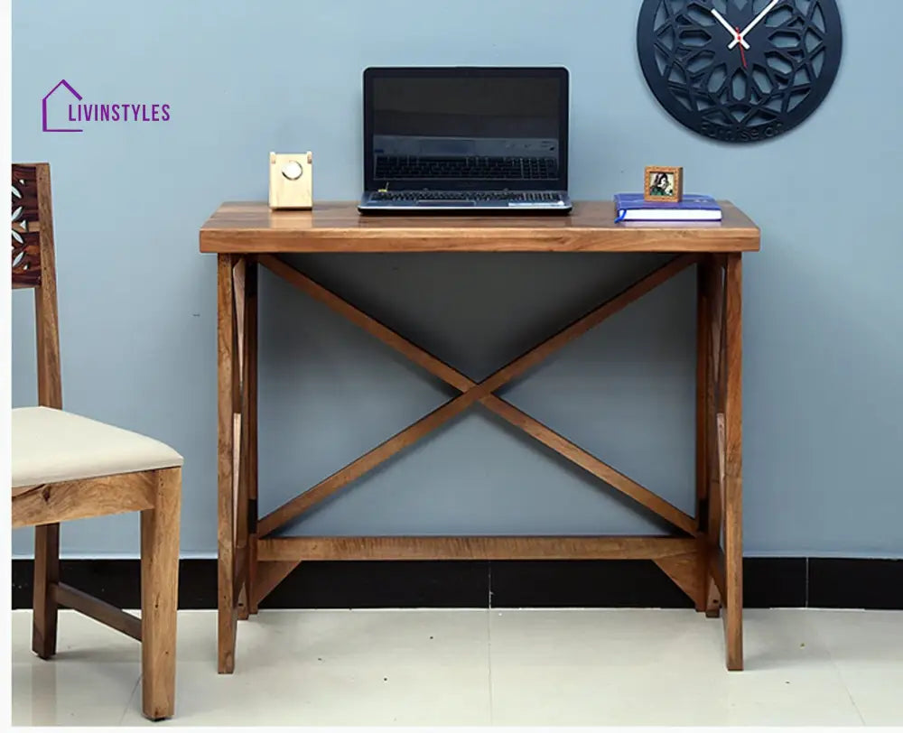Ariana Solid Wood Study Table Cum Console Table Rustic Teak Finish Study Table