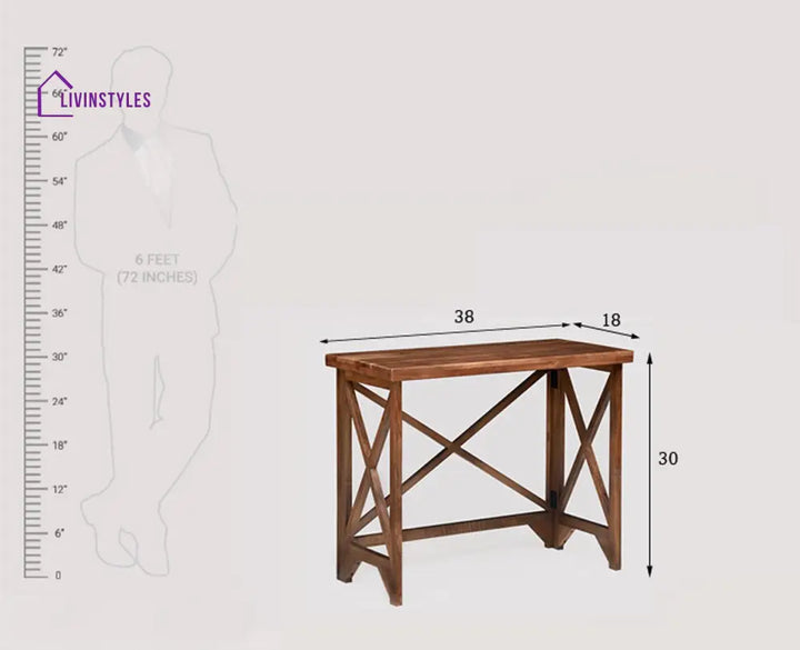 Ariana Solid Wood Study Table Cum Console Table Rustic Teak Finish Study Table