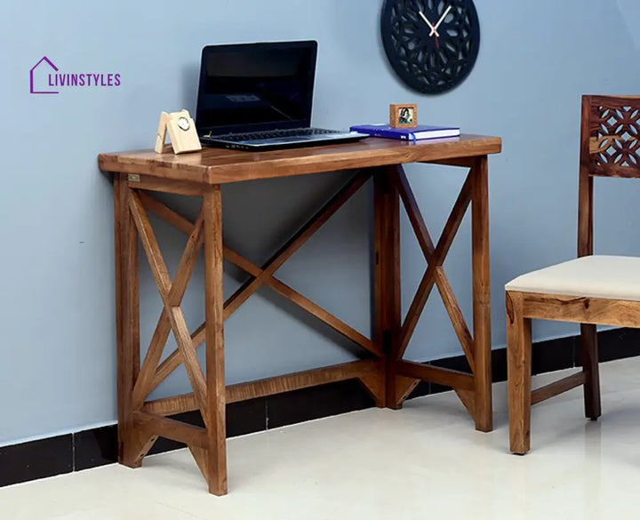 Ariana Solid Wood Study Table Cum Console Table Rustic Teak Finish Study Table