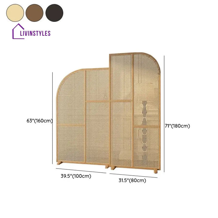 Arianwen Wooden and Cane Weaving Room Partition for Living Room