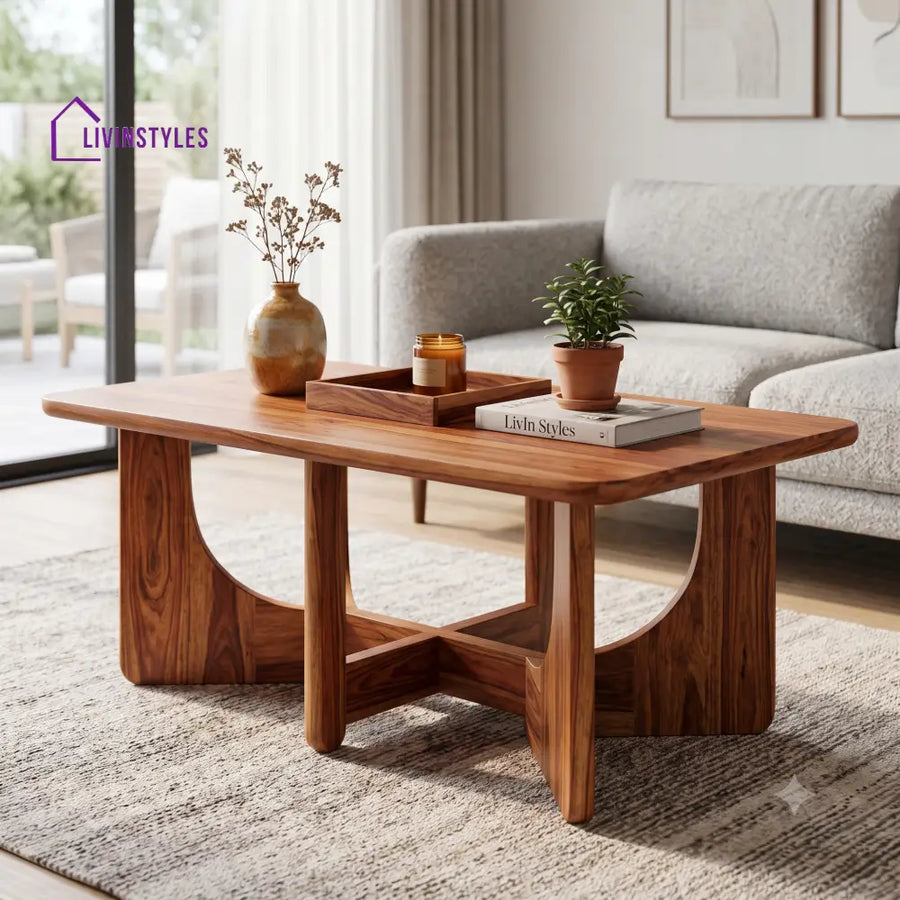 Arielle Wooden Coffee Table for Living Room | Tea Table | Teapoy | Center table