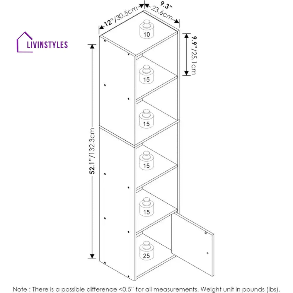 Arina Engineered Wood Bookshelves | Bookshelf for Living Room | Bedroom | Drawing Room | Study Room - One Bigger Size