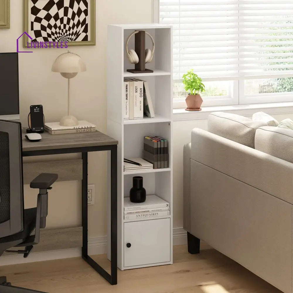 Arina Engineered Wood Bookshelves | Bookshelf for Living Room | Bedroom | Drawing Room | Study Room - One Bigger Size