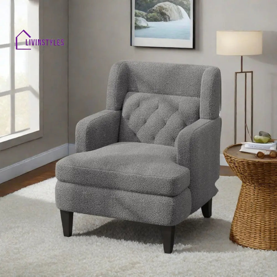 Arisha Solid Wood and Fabric Arm Chair | Living Room Chair | Lounge Chair
