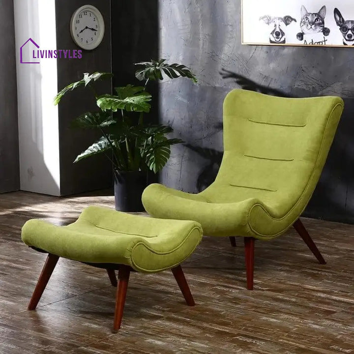 Aristarkh Wide Tufted Lounge Chair and Ottoman Green