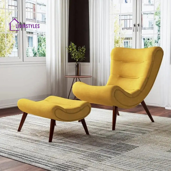 Aristarkh Wide Tufted Lounge Chair and Ottoman Yellow
