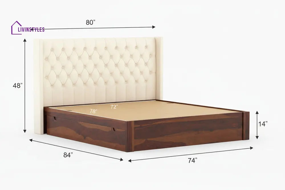 Aristeo Sheesham wood Drawer Storage Bed - King Size