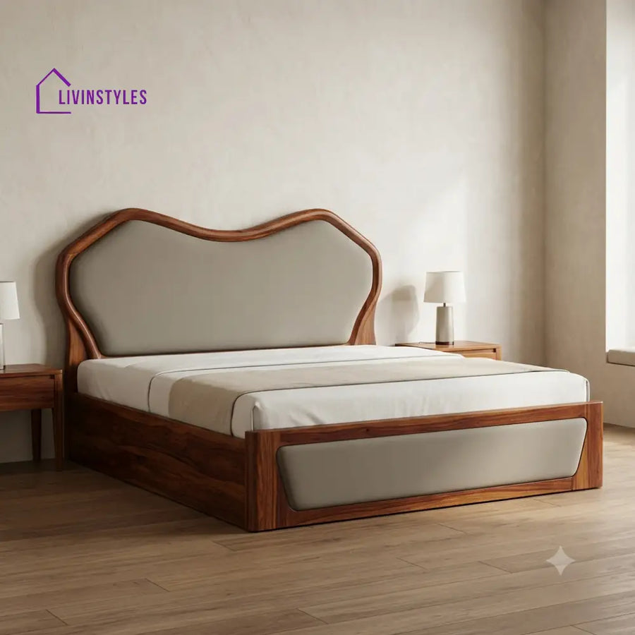 Arjun King Size Hydraulic Wooden Storage Bed With Sheesham Wood