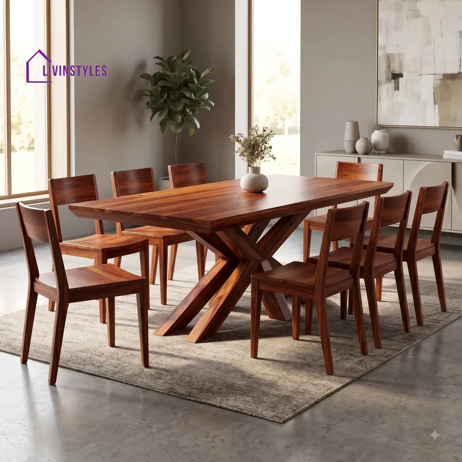Arjun Premium Solid Wood 8 Seater Dining Table Set