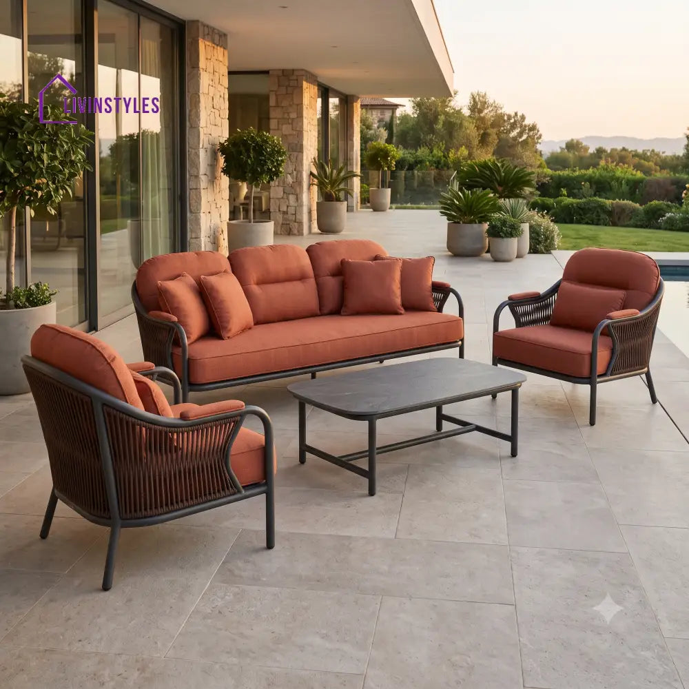 Arkadiusz Premium MS Frame with Powder Coated Outdoor Sofa Set with Weather Proof Fabric