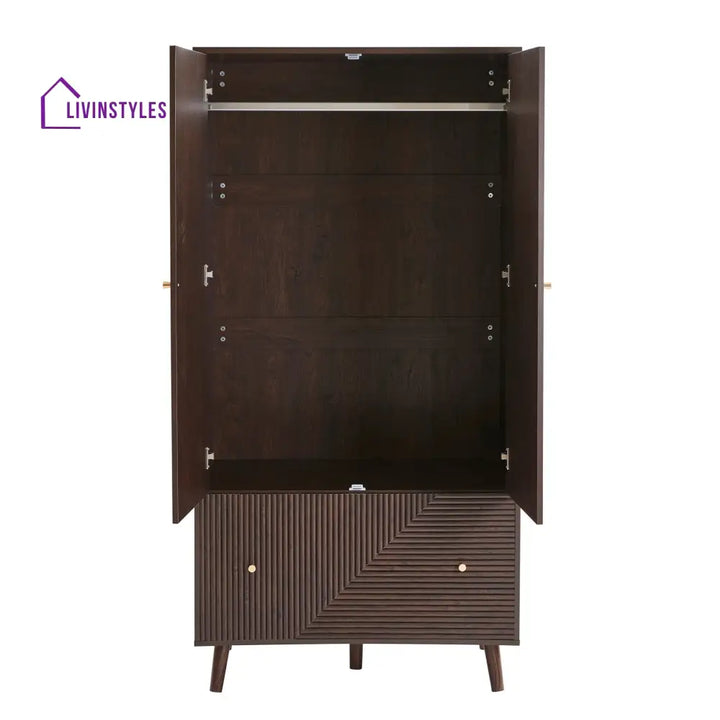 Armando 2 Door Wardrobe with Drawer - Walnut Wardrobe