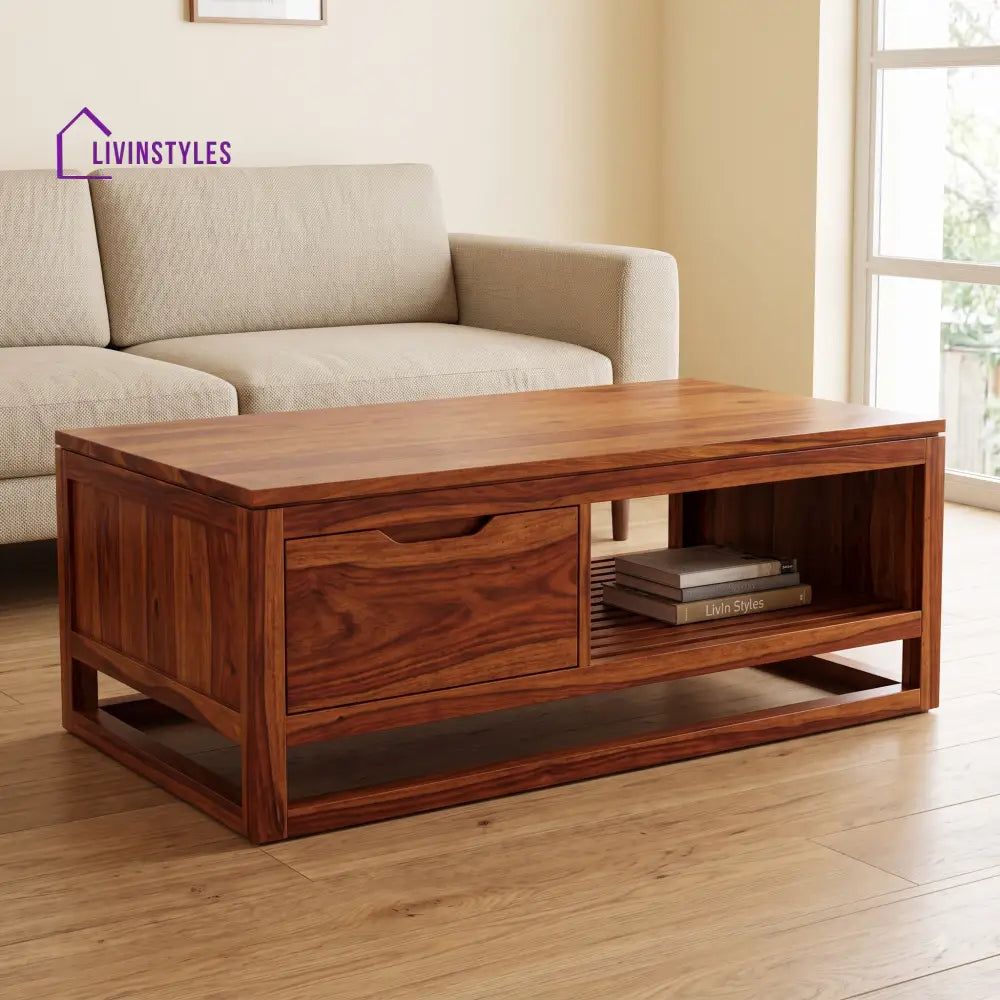 Armelle Wooden Coffee Table for Living Room | Tea Table | Teapoy | Center table
