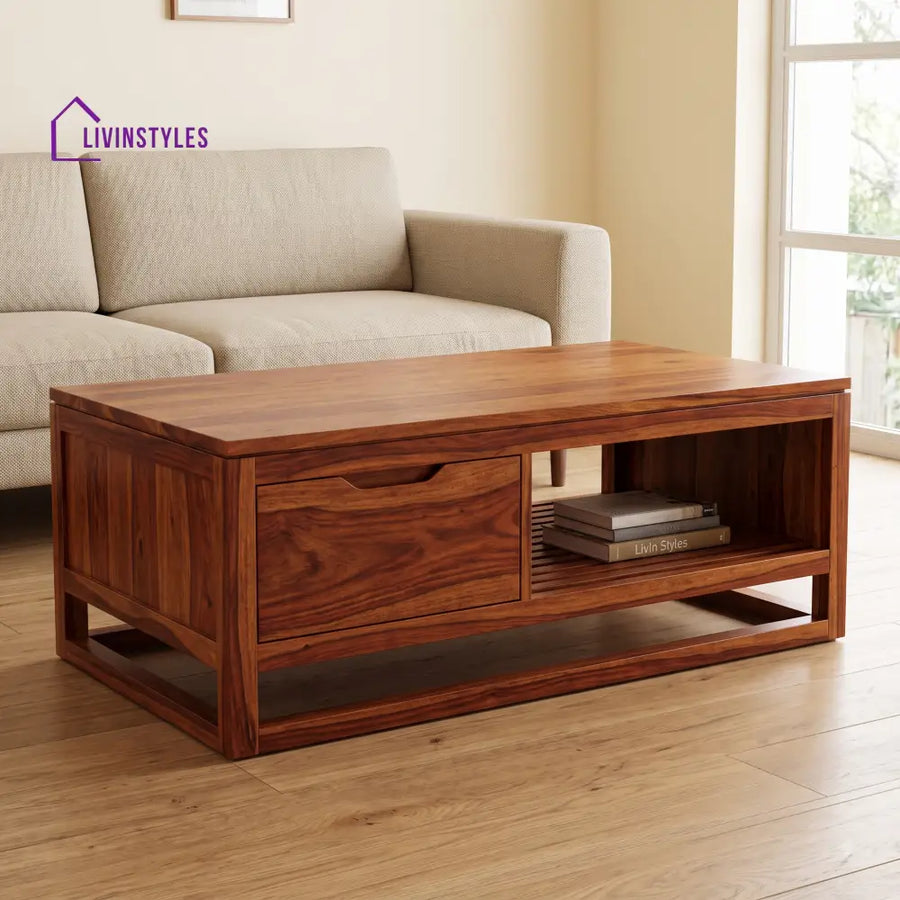 Armelle Wooden Coffee Table for Living Room | Tea Table | Teapoy | Center table
