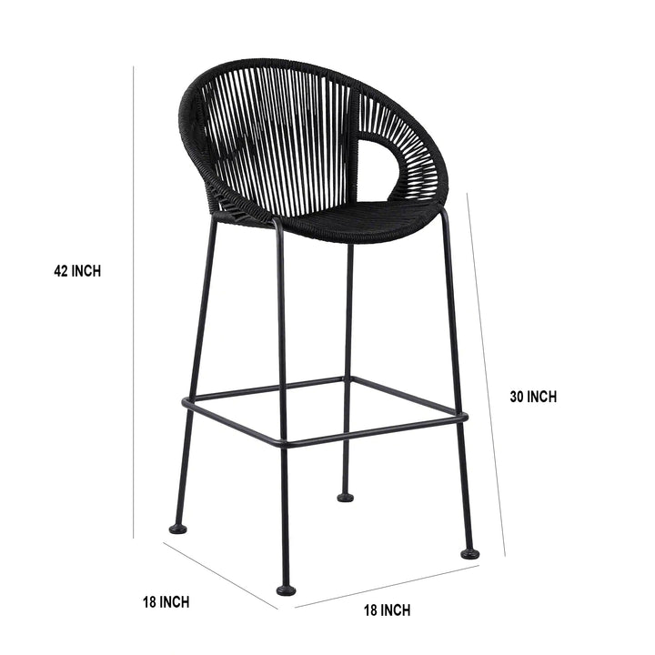 Miniati Outdoor Patio Bar Chair 1 Chairs For Balcony (Black)