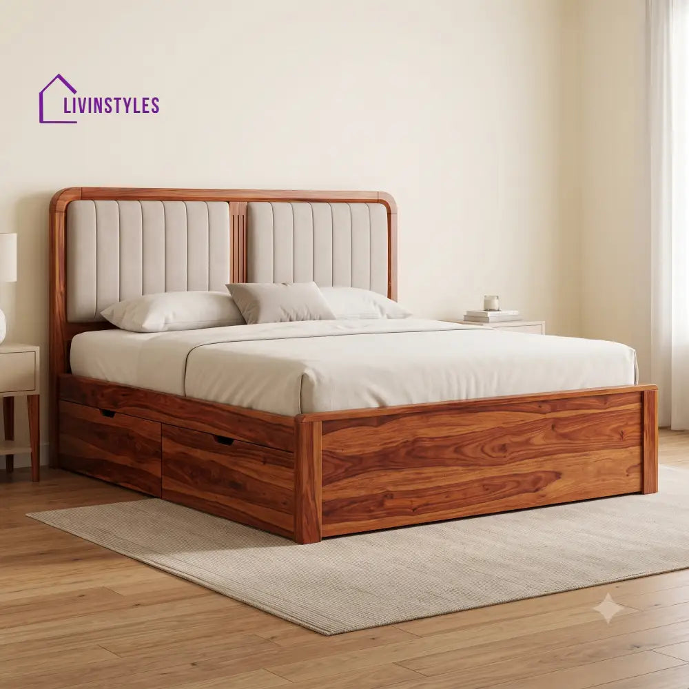 Arnaud Premium Wooden Bed with Drawer Storage | King Size Bed & Queen Size Bed Online