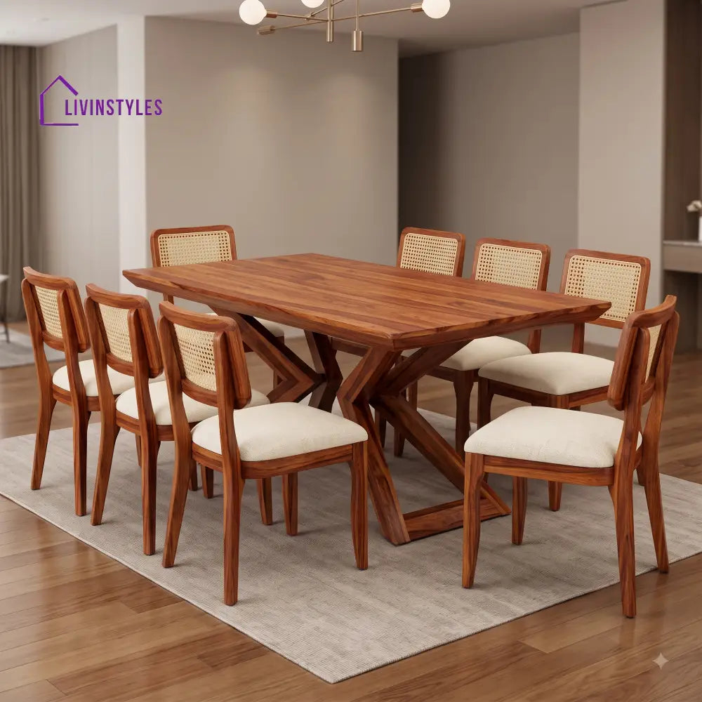Arnav Premium Solid Wood 8 Seater Dining Table Set