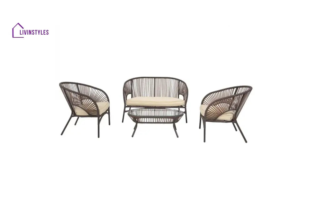 Arno Outdoor Sofa Set 2 Seater 2 Single seater and 1 Center Table Set (Brown) - Sofa Sets