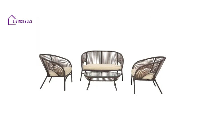 Arno Outdoor Sofa Set 2 Seater 2 Single seater and 1 Center Table Set (Brown) - Sofa Sets