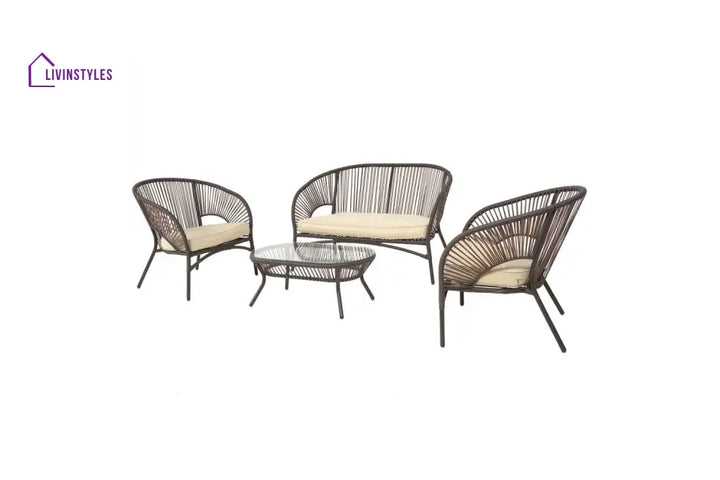 Arno Outdoor Sofa Set 2 Seater 2 Single seater and 1 Center Table Set (Brown) - Sofa Sets