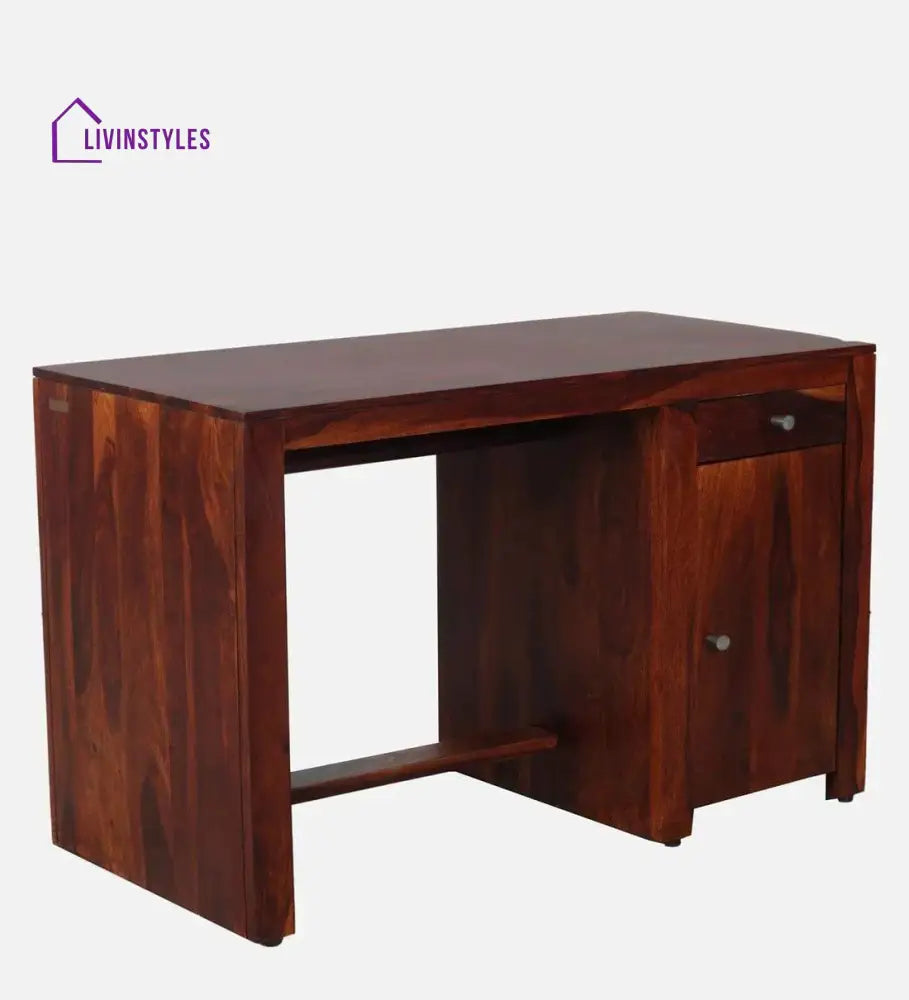 Arno Sheesham Wood Writing Table In Honey Oak Finish