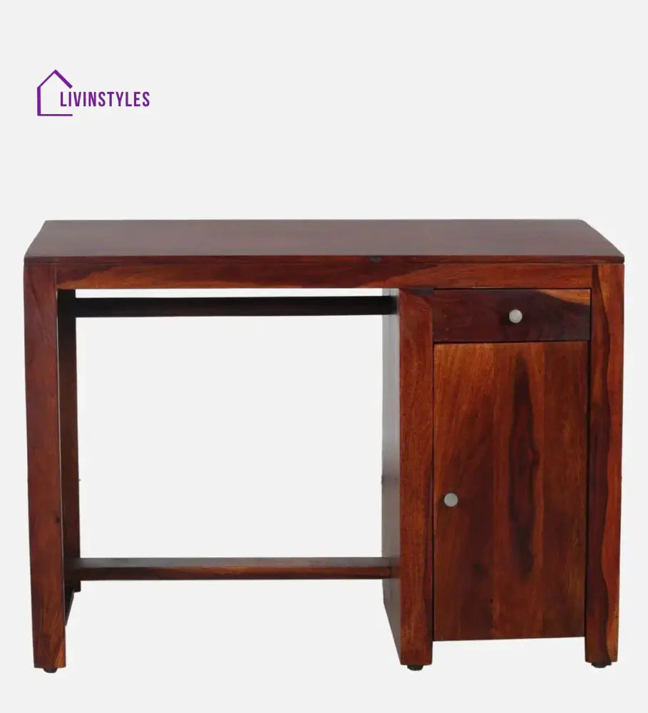 Arno Sheesham Wood Writing Table In Honey Oak Finish