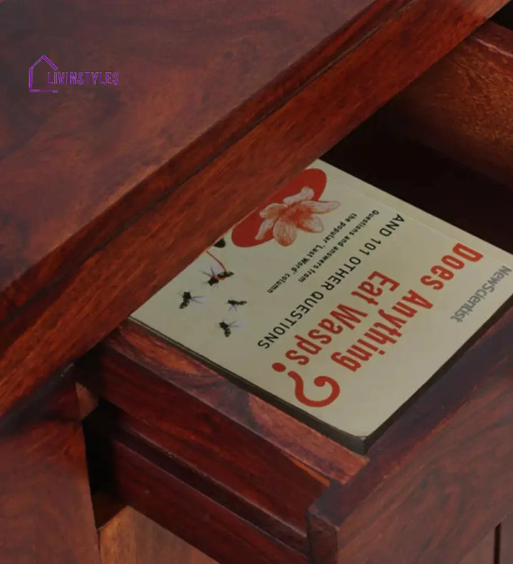Arno Sheesham Wood Writing Table In Honey Oak Finish