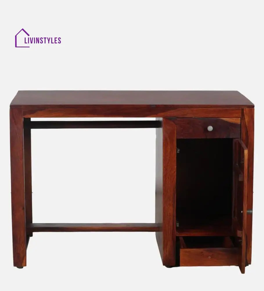 Arno Sheesham Wood Writing Table In Honey Oak Finish