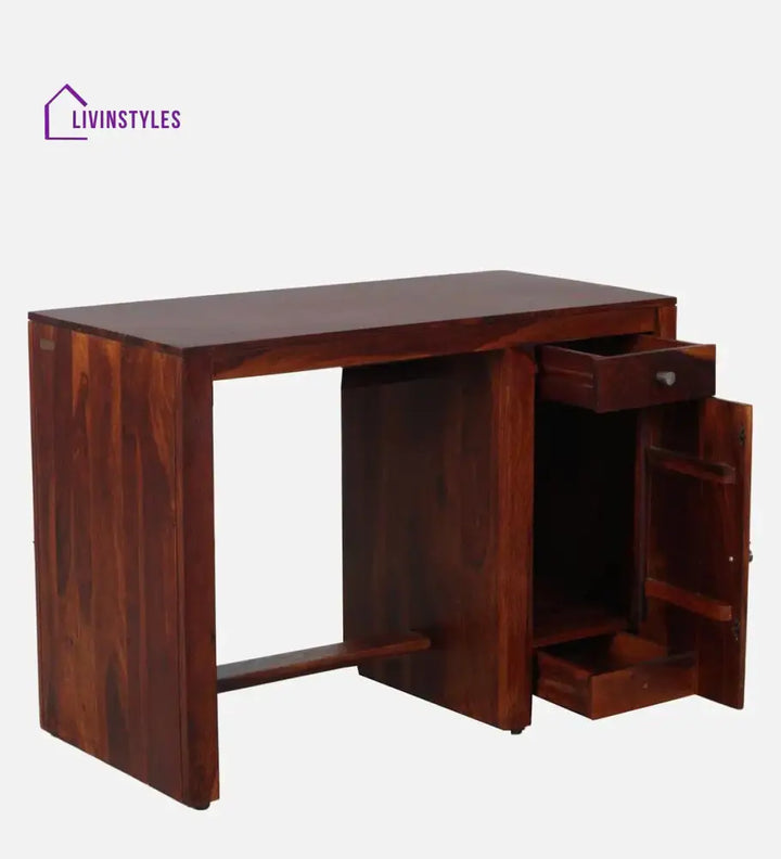 Arno Sheesham Wood Writing Table In Honey Oak Finish