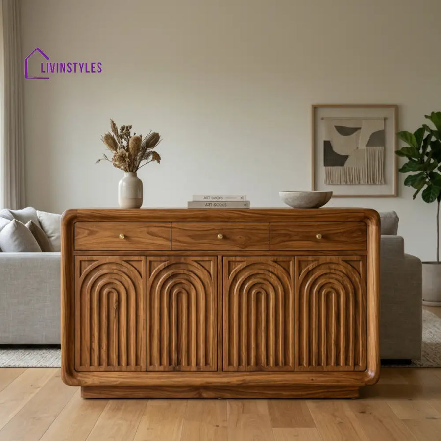 Aroha Sheesham Wood Cabinet and Sideboard (Honey Finish)