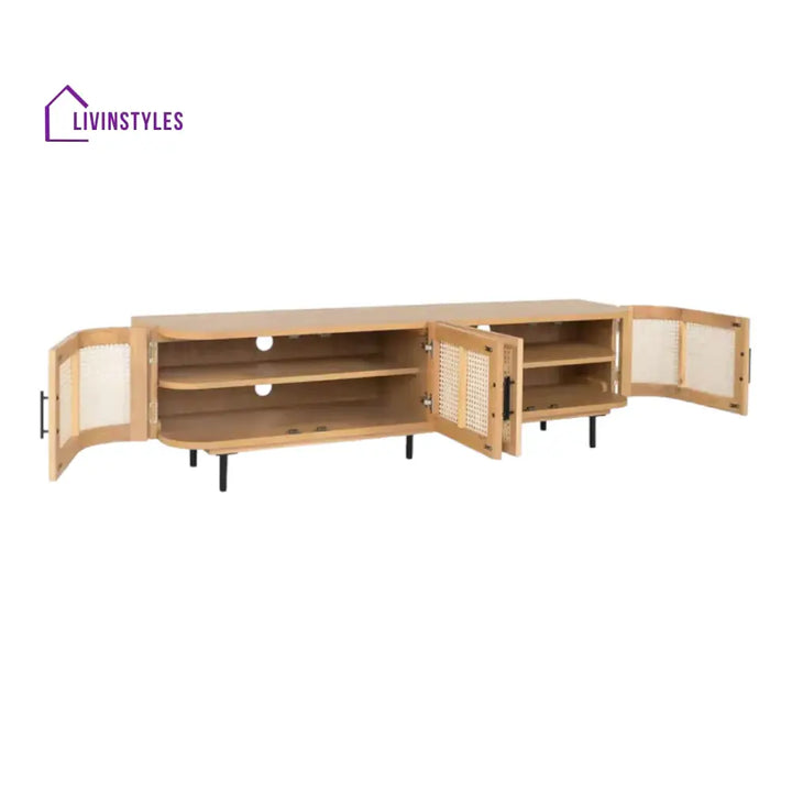 Arohi Mango Wood & Rattan TV Unit Natural