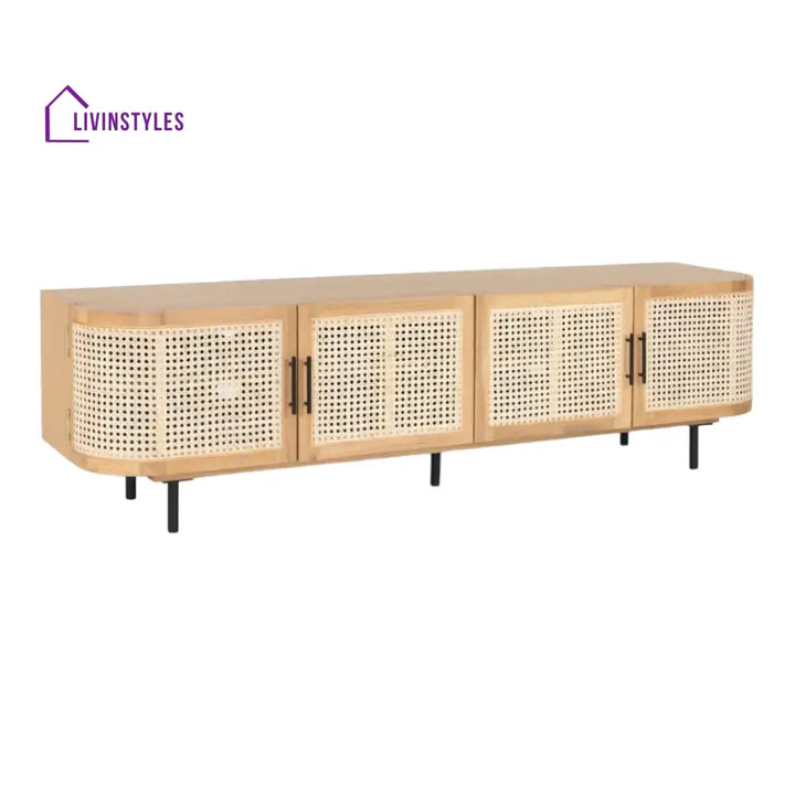 Arohi Mango Wood & Rattan TV Unit Natural